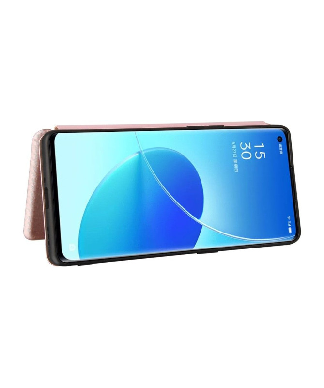 Housse Oppo Reno 6 Pro 5G simili cuir fibre de carbone