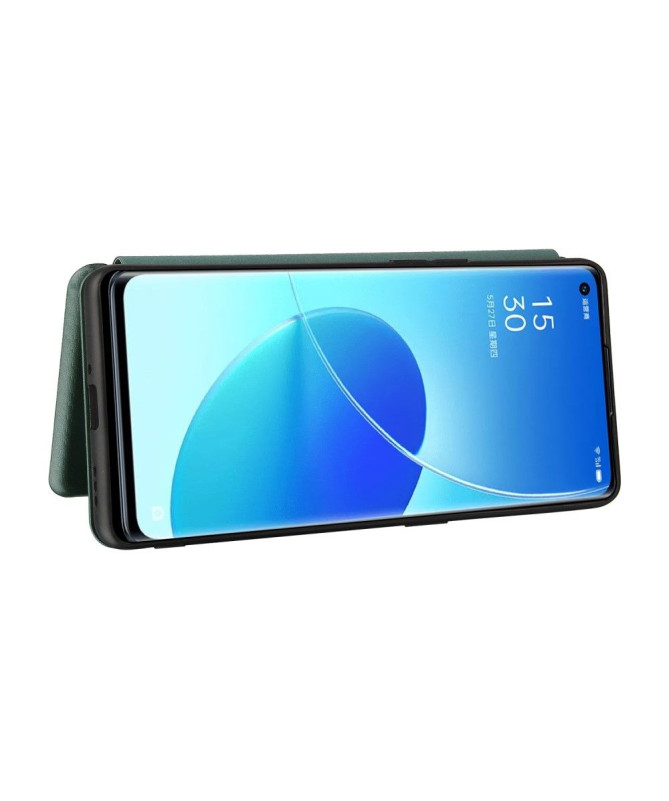 Housse Oppo Reno 6 Pro 5G simili cuir fibre de carbone