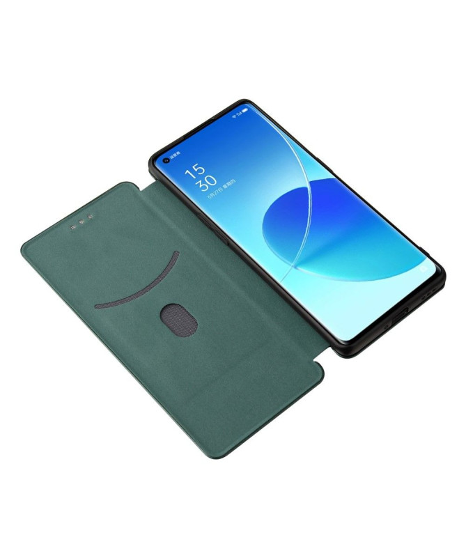 Housse Oppo Reno 6 Pro 5G simili cuir fibre de carbone