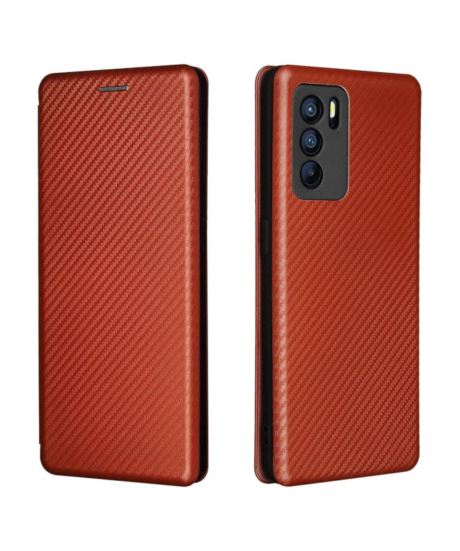 Housse Oppo Reno 6 5G simili cuir fibre de carbone