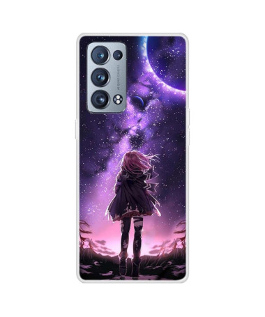 Coque Oppo Reno 6 Pro 5G Illustration fille pleine lune