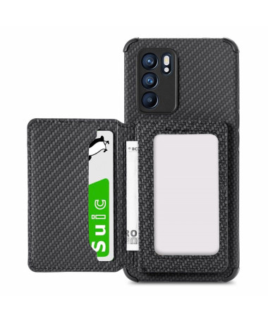 Coque Oppo Reno 6 5G Fibre Carbone Porte Cartes