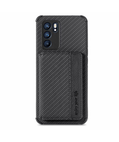 Coque Oppo Reno 6 5G Fibre Carbone Porte Cartes