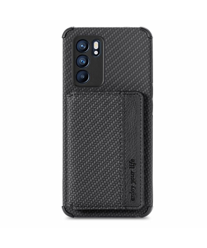 Coque Oppo Reno 6 5G Fibre Carbone Porte Cartes