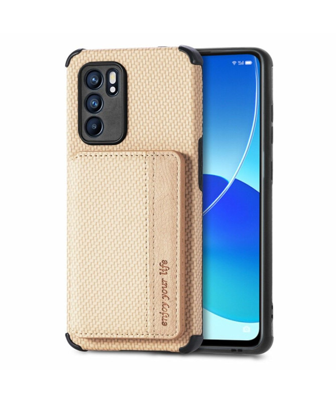 Coque Oppo Reno 6 5G Fibre Carbone Porte Cartes