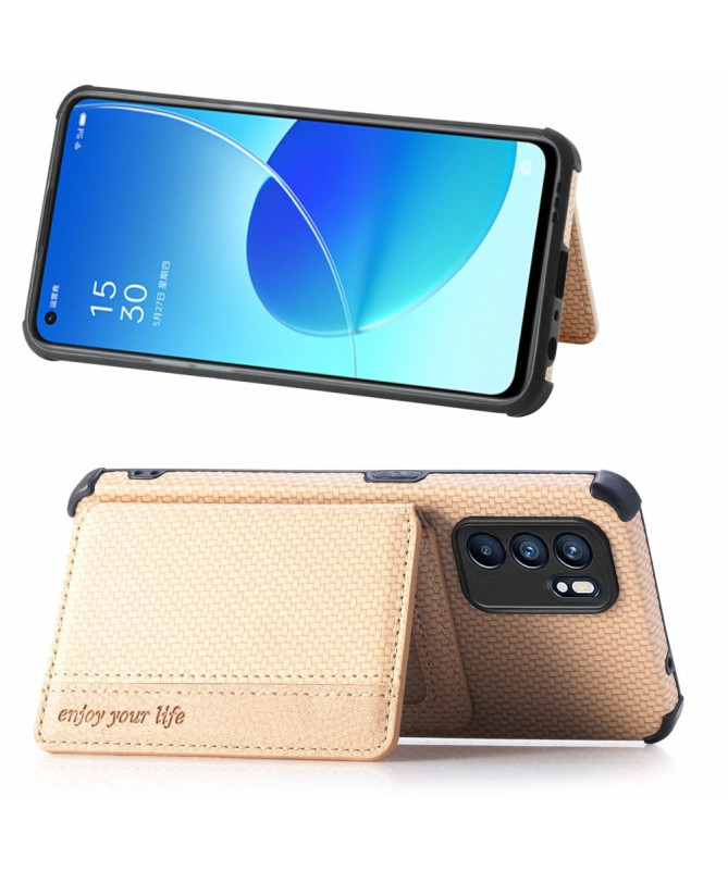 Coque Oppo Reno 6 5G Fibre Carbone Porte Cartes