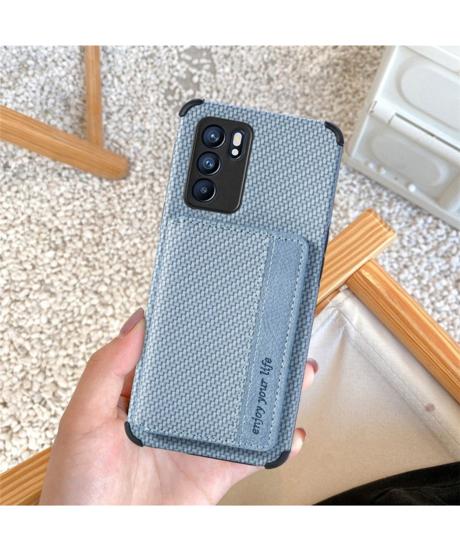 Coque Oppo Reno 6 5G Fibre Carbone Porte Cartes