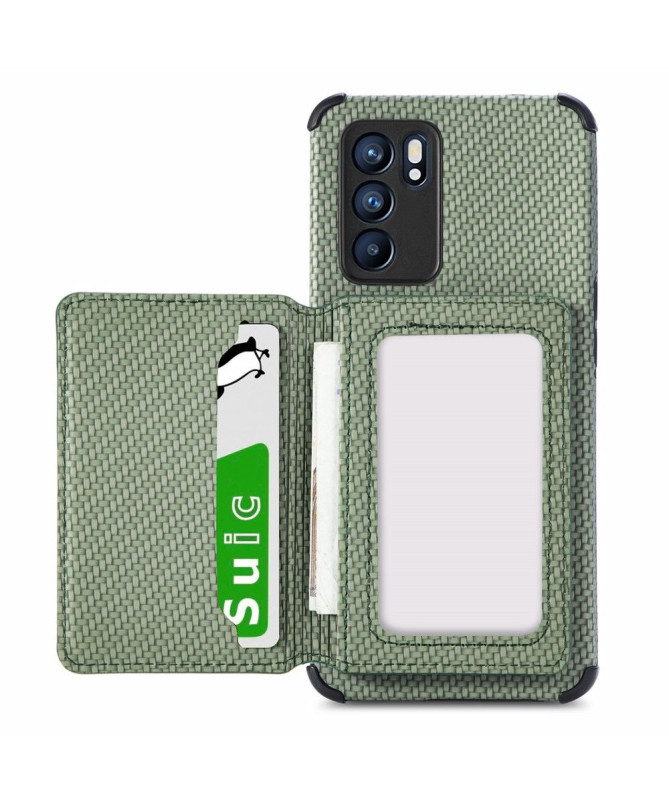 Coque Oppo Reno 6 5G Fibre Carbone Porte Cartes