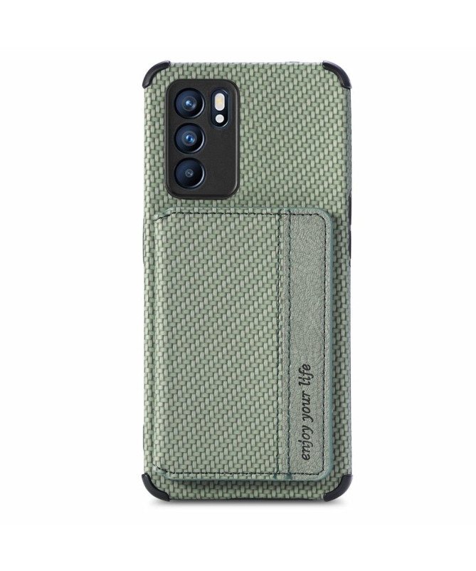 Coque Oppo Reno 6 5G Fibre Carbone Porte Cartes