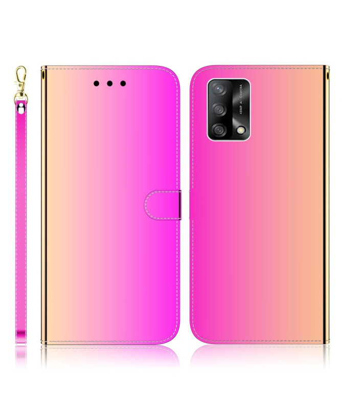 Housse Oppo A74 4G simili cuir effet miroir