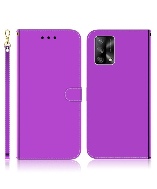 Housse Oppo A74 4G simili cuir effet miroir