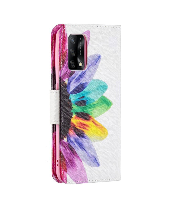 Housse Oppo A74 4G pétales colorés