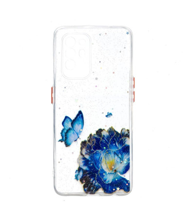 Coque Oppo A94 5G fleurs et papillons bleus