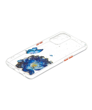 Coque Oppo A94 5G fleurs et papillons bleus