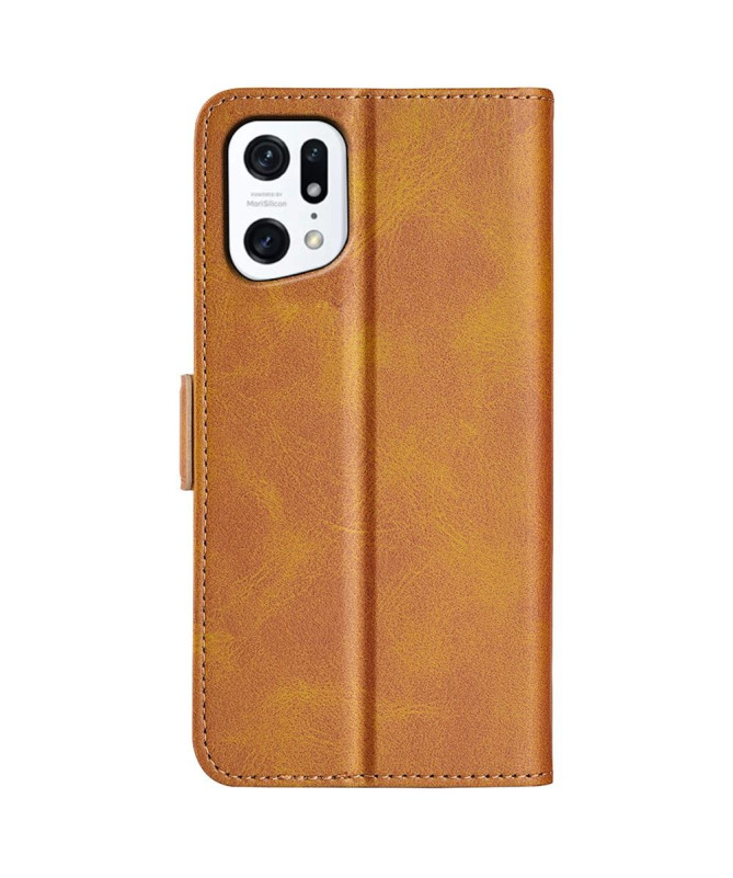 Étui Oppo Find X5 portefeuille revêtement simili cuir mat