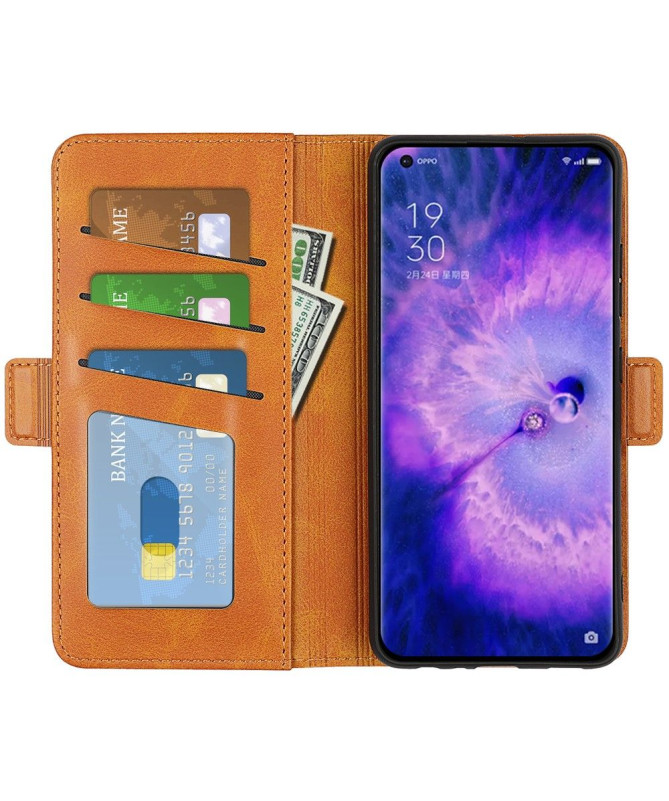 Étui Oppo Find X5 portefeuille revêtement simili cuir mat