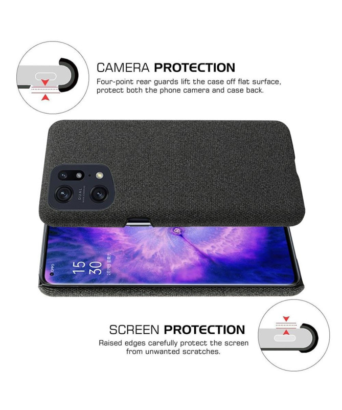Coque Oppo Find X5 Pro revêtement tissu