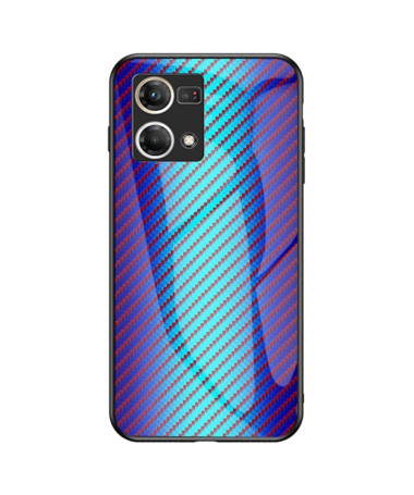 Coque Oppo Reno 7 style fibre carbone en verre trempé