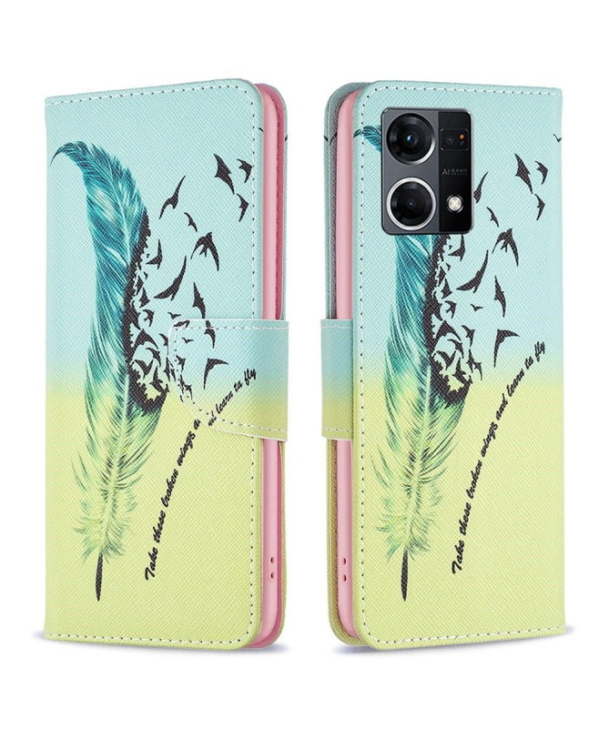 Housse Oppo Reno 7 plume et citation