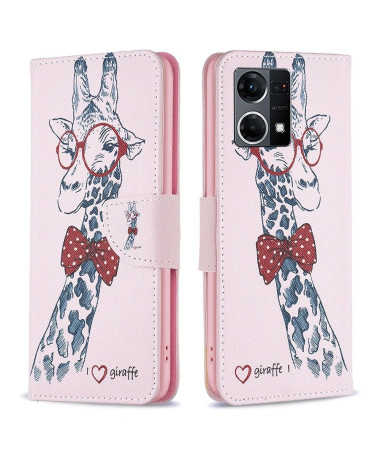 Housse Oppo Reno 7 Girafe avec lunettes