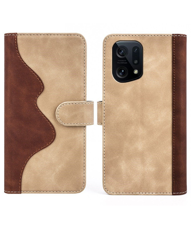 Housse Oppo Find X5 Stand Folio Bicolore