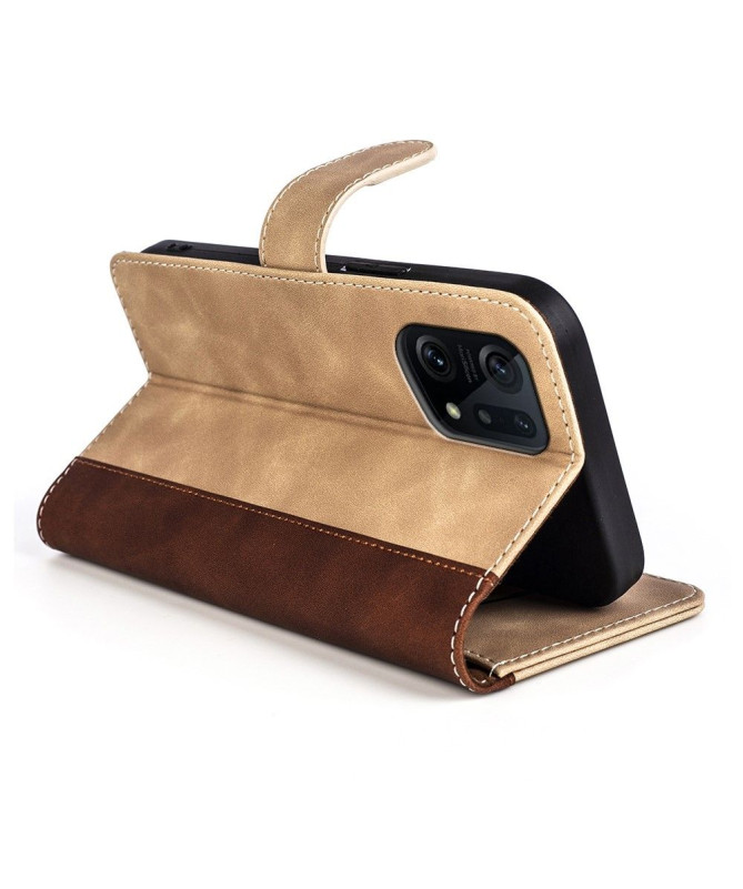 Housse Oppo Find X5 Stand Folio Bicolore