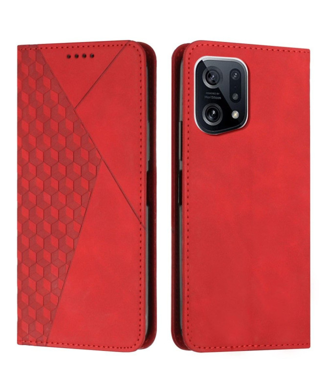 Housse Oppo Find X5 Simili Cuir Design Géométrie