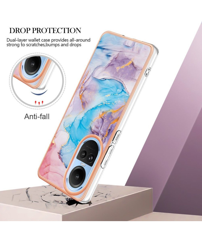 Coque Oppo Reno 10 / 10 Pro marbre coloré bleu