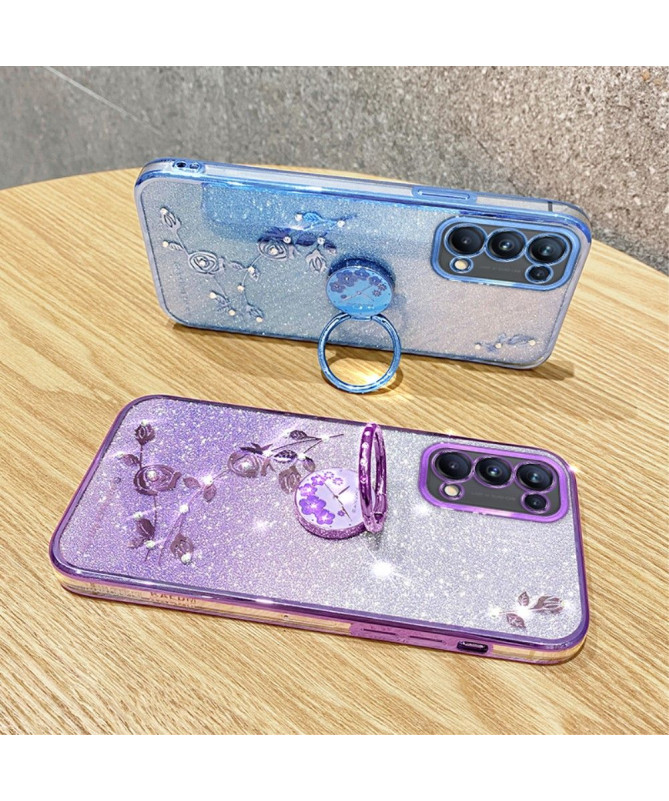 Coque Oppo A54 5G / A74 5G Glamour Glitz avec Anneau