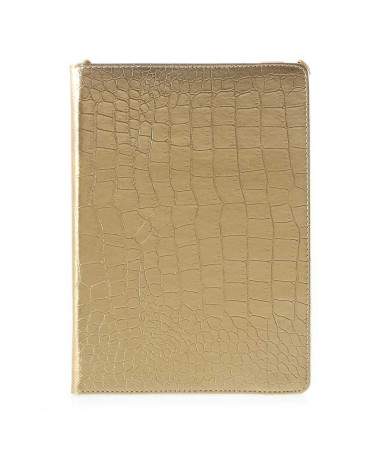 Housse iPad 9.7 2017 / 2018 Style Cuir Alligator - Doré