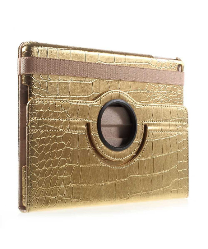 Housse iPad 9.7 2017 / 2018 Style Cuir Alligator - Doré