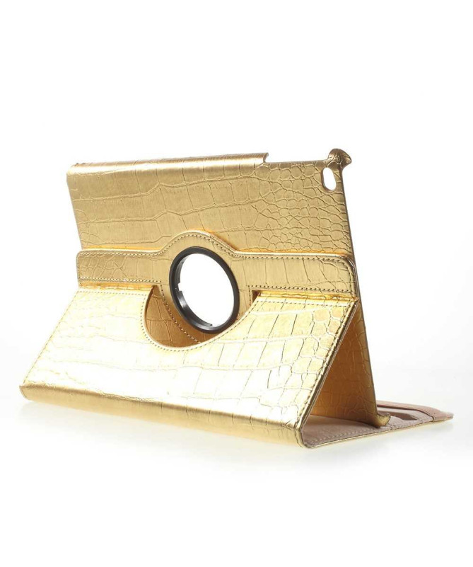 Housse iPad 9.7 2017 / 2018 Style Cuir Alligator - Doré