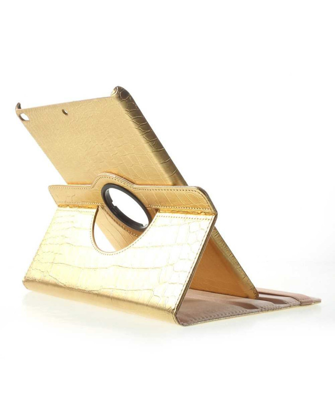 Housse iPad 9.7 2017 / 2018 Style Cuir Alligator - Doré