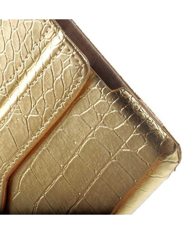 Housse iPad 9.7 2017 / 2018 Style Cuir Alligator - Doré