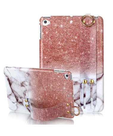 iPad Mini 5 2019 - Coque avec sangle paillettes et marbre