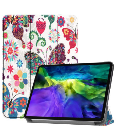 Housse iPad Pro 11 (2020) avec rabat intelligent papillons et fleurs