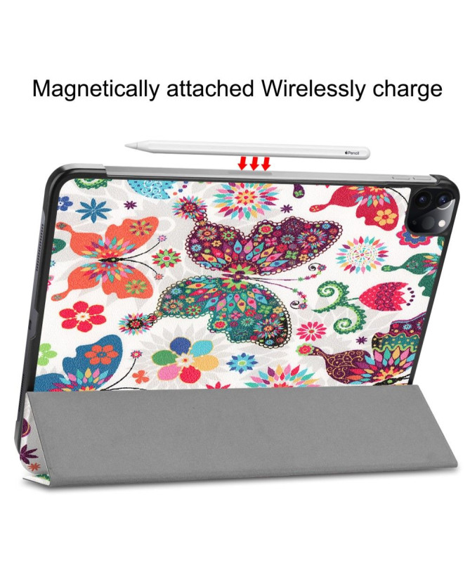 Housse iPad Pro 11 (2020) avec rabat intelligent papillons et fleurs