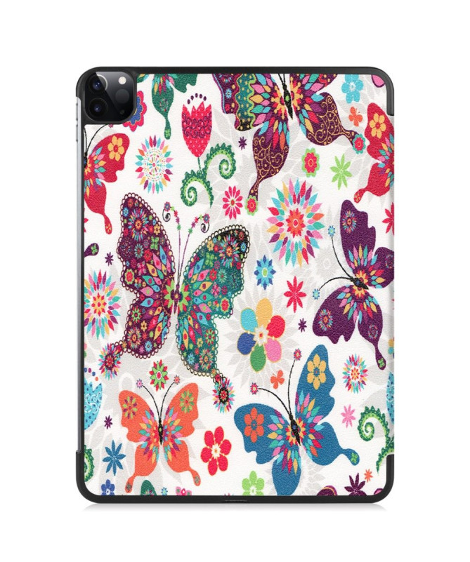 Housse iPad Pro 11 (2020) avec rabat intelligent papillons et fleurs