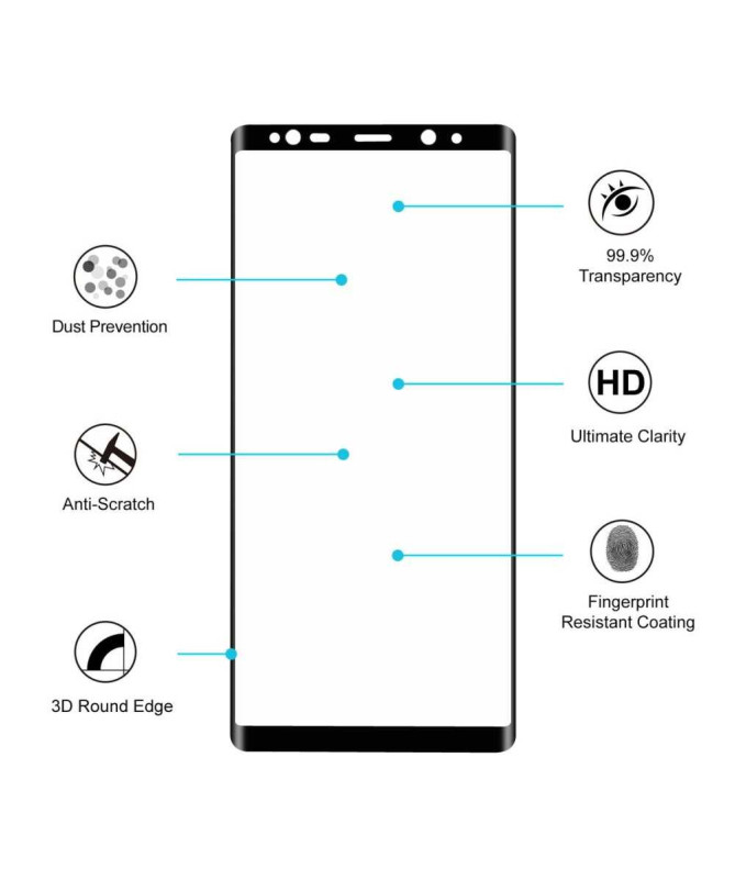 Film Protection écran Verre Trempé Samsung Galaxy Note 8 Full Size