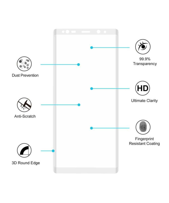Film Protection écran Verre Trempé Samsung Galaxy Note 8 Full Size