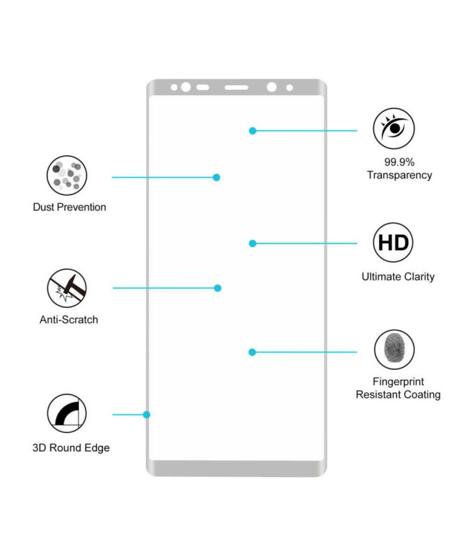 Film Protection écran Verre Trempé Samsung Galaxy Note 8 Full Size