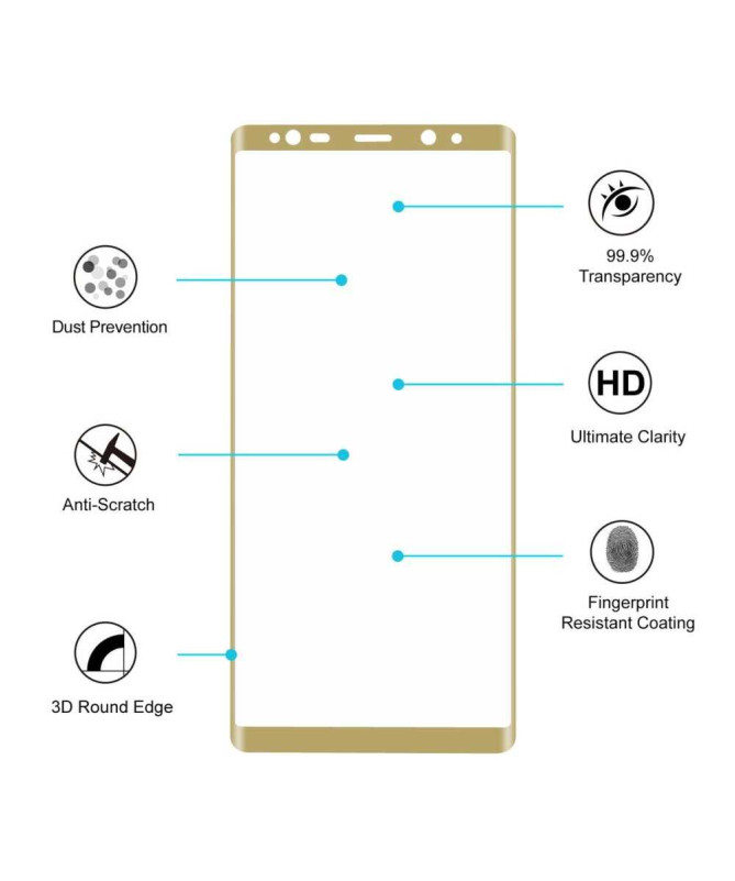 Film Protection écran Verre Trempé Samsung Galaxy Note 8 Full Size