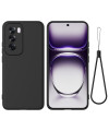 Coque en Silicone Liquide Noir avec Lanière pour Oppo Reno 12 Pro 5G