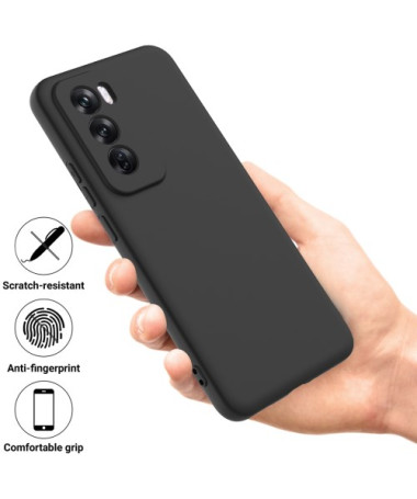 Coque en Silicone Liquide Noir avec Lanière pour Oppo Reno 12 Pro 5G