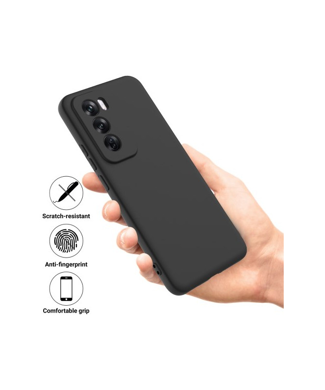 Coque en Silicone Liquide Noir avec Lanière pour Oppo Reno 12 Pro 5G