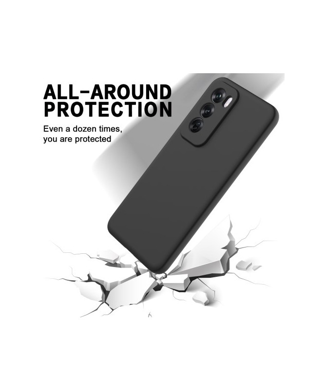 Coque en Silicone Liquide Noir avec Lanière pour Oppo Reno 12 Pro 5G