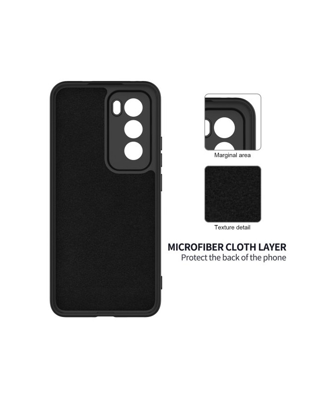 Coque en Silicone Liquide Noir avec Lanière pour Oppo Reno 12 Pro 5G