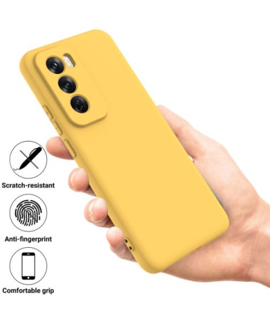 Coque en Silicone Liquide Jaune avec Lanière pour Oppo Reno 12 Pro 5G