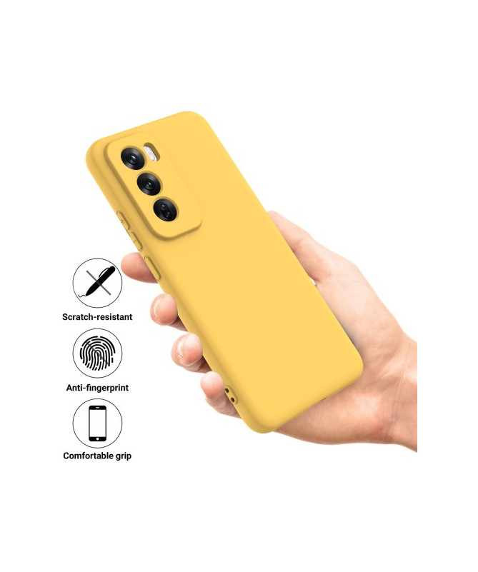 Coque en Silicone Liquide Jaune avec Lanière pour Oppo Reno 12 Pro 5G