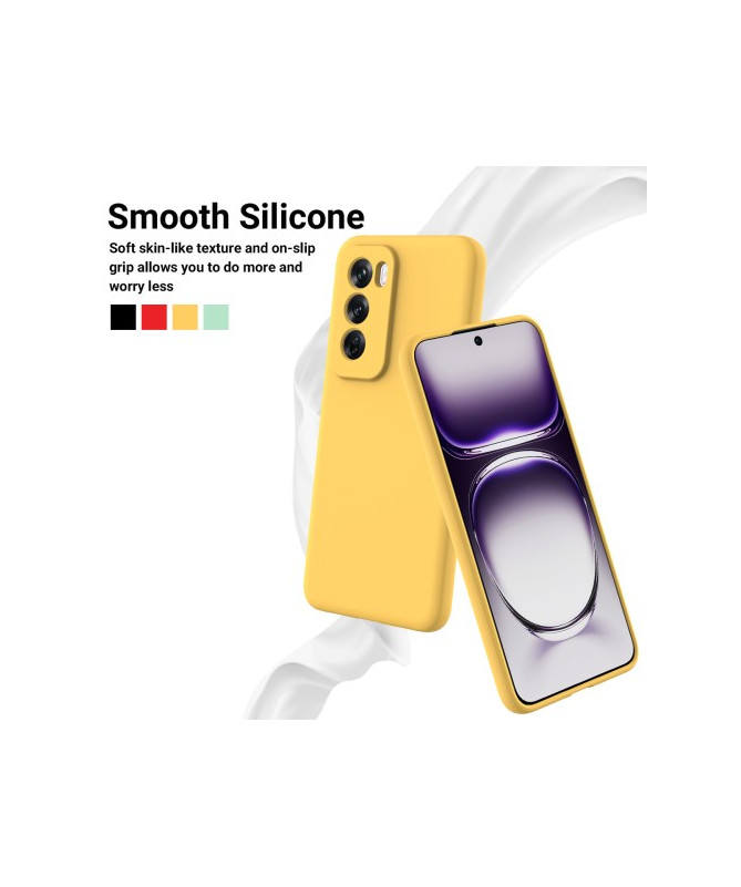 Coque en Silicone Liquide Jaune avec Lanière pour Oppo Reno 12 Pro 5G